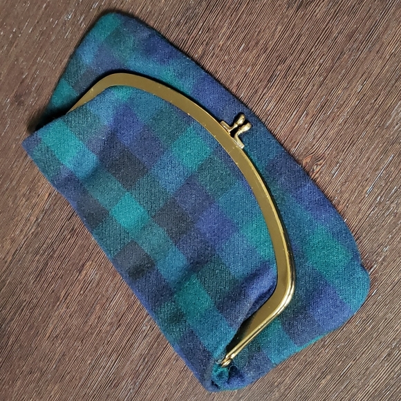 VTG BEST & CO Fifth Ave NY, plaid clutch, black watch Tartan, blue/green - Picture 8 of 9